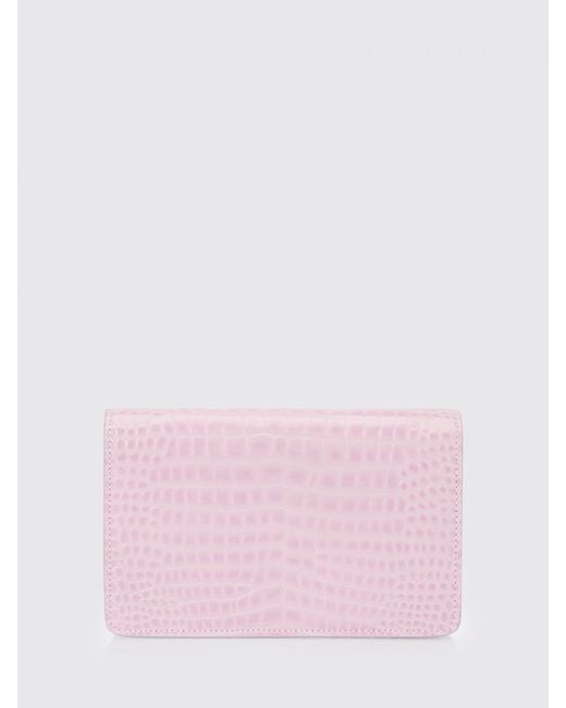 Philipp Plein Pink Crocodile Print Leather Clutch