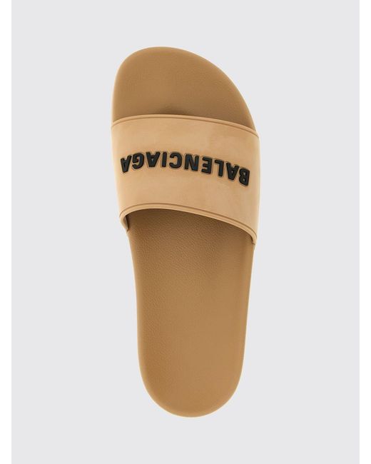 Balenciaga Natural Pool Tpu Slides With Contrasting Lettering Logo