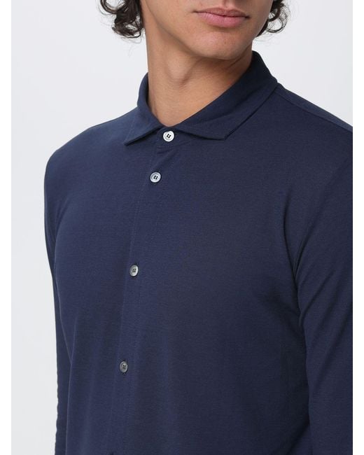 Zanone Blue Knit Polo Shirt for men