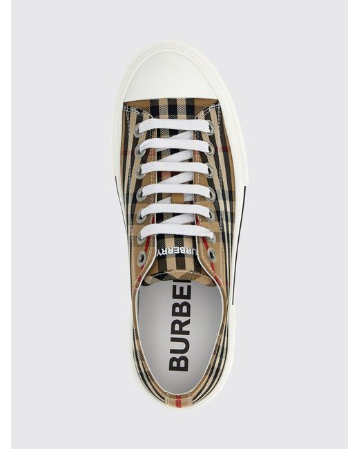 Burberry White Jack Vintage Check Canvas Sneakers By for men