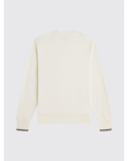 Fred Perry White Cotton Crew-Neck Sweatshirt With Logo for men