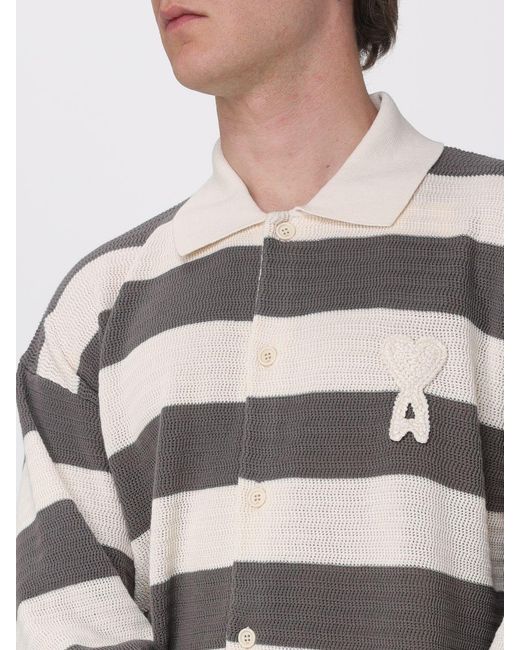 Cardigan En Coton À Rayures AMI pour homme en coloris Gray