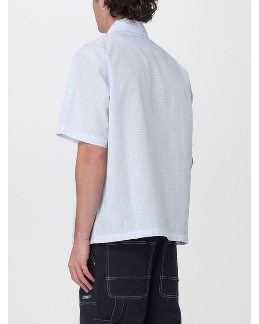 Carrera White Short-Sleeve Cotton Bowling Shirt With Patch Pocket for men