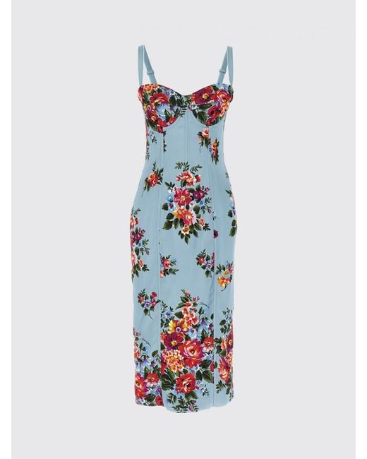 Dolce & Gabbana White Dolce &Amp Gabbana Floral Print Silk Blend Midi Dress