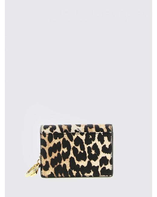 Ganni White Bou Animal Print Faux Leather Card Holder