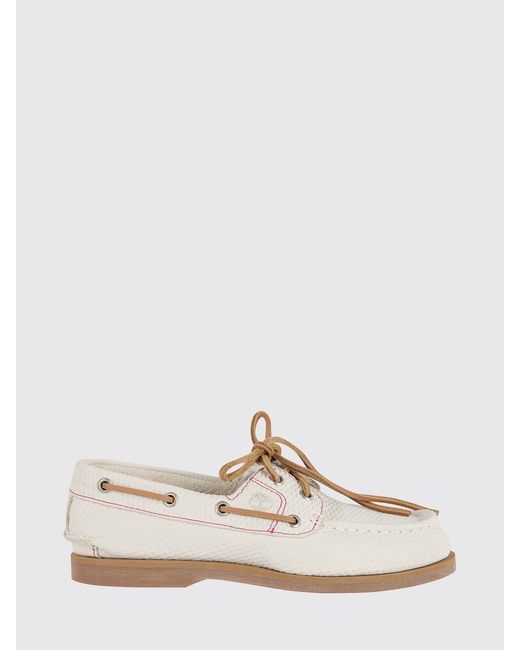 Timberland White Classic Boat Embossed Leather Loafers