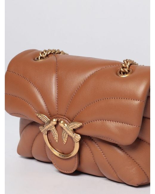 Pinko Brown Love Bag Puff Mini Butterfly Matelassé Nappa Bag