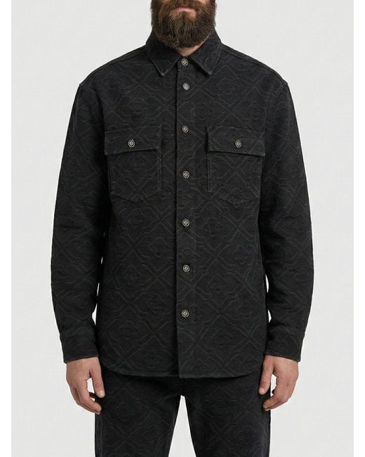 Casablanca Black Monogram Cotton Denim Shirt for men