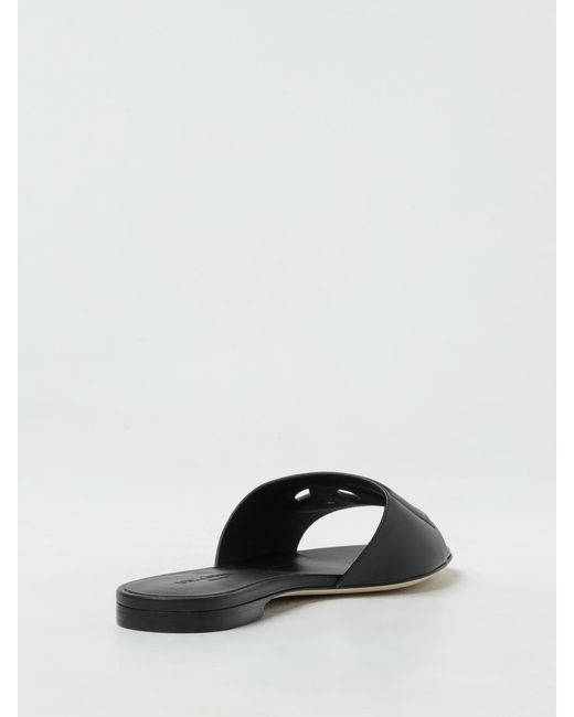 Dolce & Gabbana White Bianca Logo Leather Slides