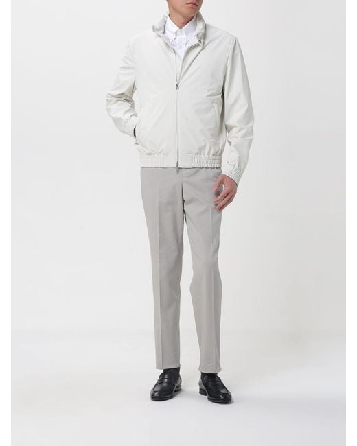 Brunello Cucinelli White Stretch Nylon Bomber Jacket for men
