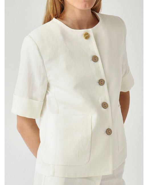 Maliparmi White Linen Blend Jacket