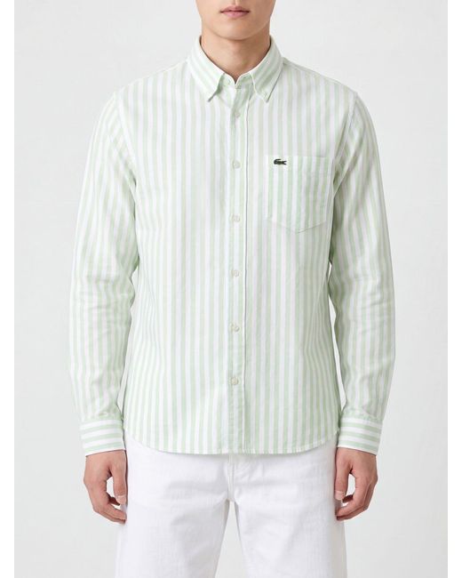 Lacoste Green Striped Cotton Shirt for men