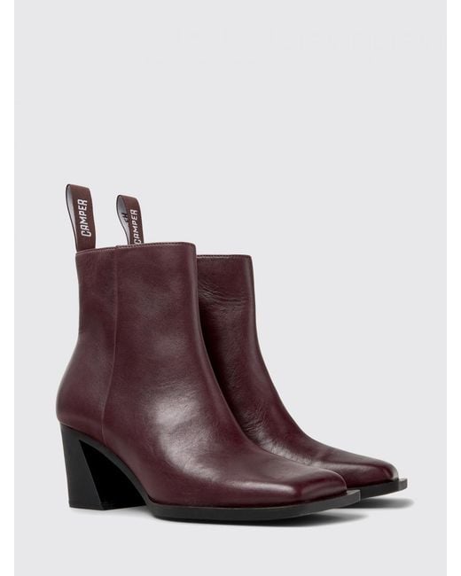 Camper Purple Karole Leather Ankle Boots