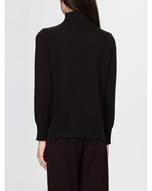 Kangra Black Wool Long-Sleeved Roll Neck Jumper With Ribbed Trims
