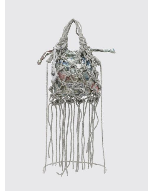 Kurt Geiger White Mini Macrame Crystal Bag