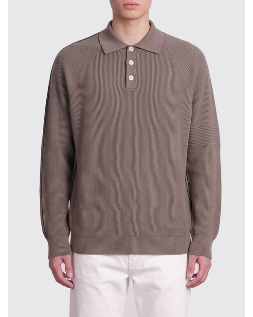 Brunello Cucinelli Brown Cotton Knit Polo Shirt for men