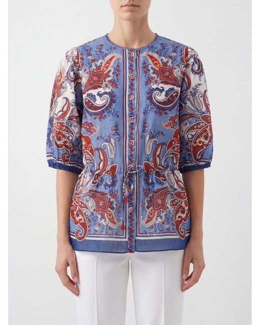 Farm Rio Blue Paisley Cotton Blouse