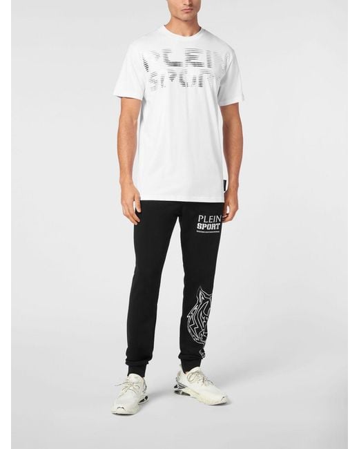 Philipp Plein White Cotton Jersey T-Shirt With Laminated Contrast Logo for men