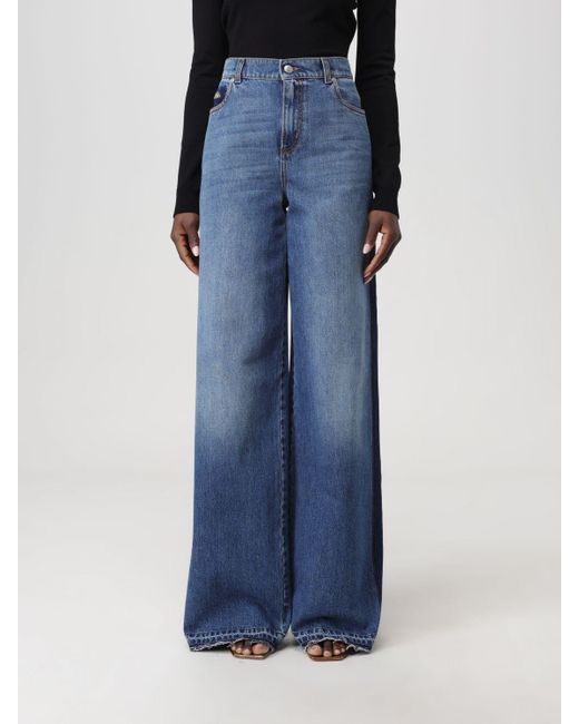 Jeans a gamba larga e vita alta di Alexander McQueen in Blue