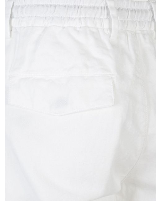Eleventy White Cotton And Linen Drawstring Trousers for men