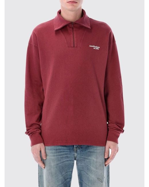Acne Red High-Neck Organic Cotton Sweatshirt for men