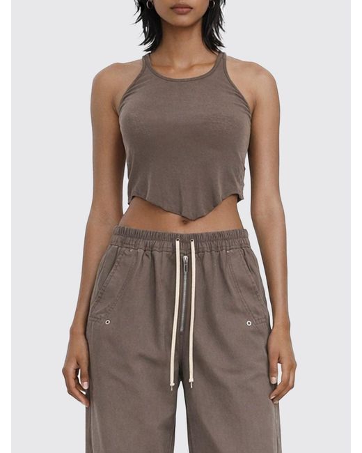 Rick Owens Brown Cotton Cropped Top