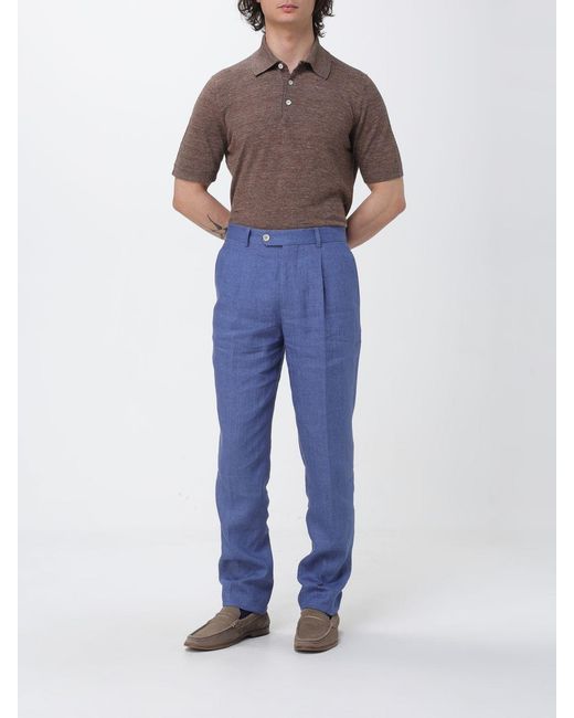 Brunello Cucinelli Brown Linen And Cotton Knit Polo Shirt for men