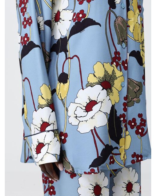Marni Blue Floral Print Viscose Shirt