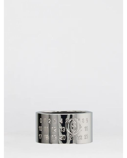 MM6 by Maison Margiela White Numeric Brass Ring for men