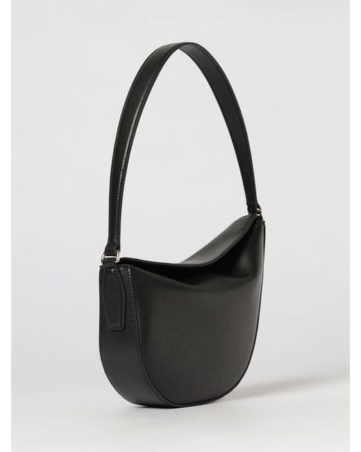Boss Black Smooth Bovine Leather Hobo Bag With Flap Closure And Metal Logo