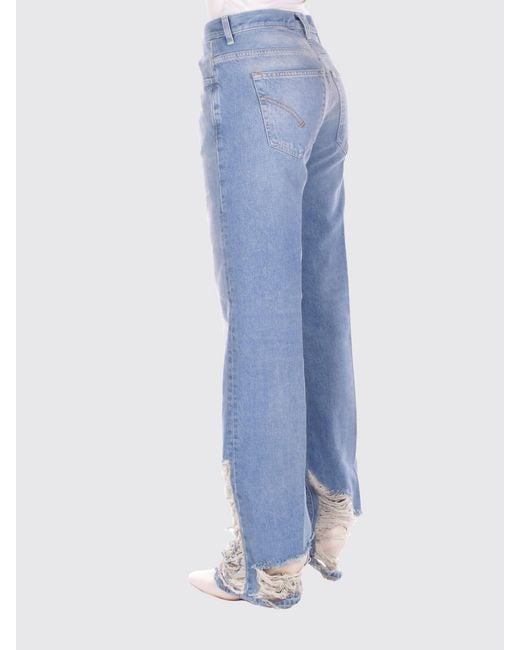 Dondup Blue Distressed Denim Wide Leg Jeans