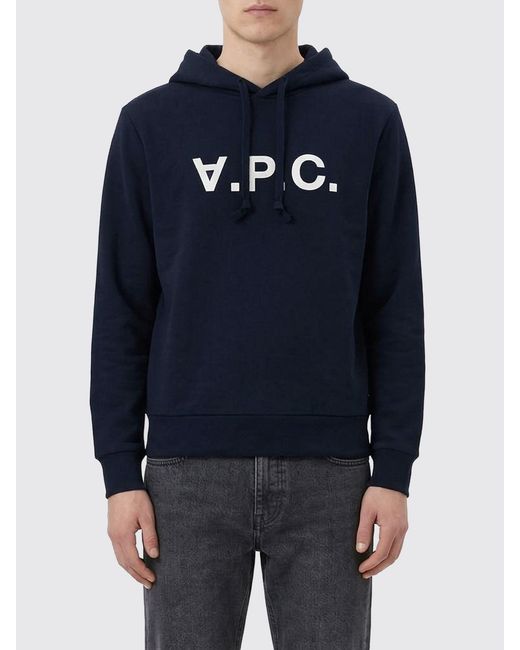 A.P.C. Blue Organic Cotton Hoodie for men
