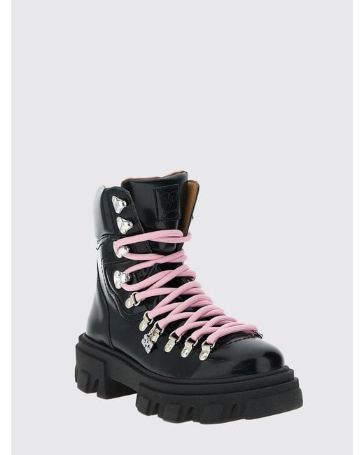 Ganni Black Cleated Mountain Faux Leather Ankle Boots