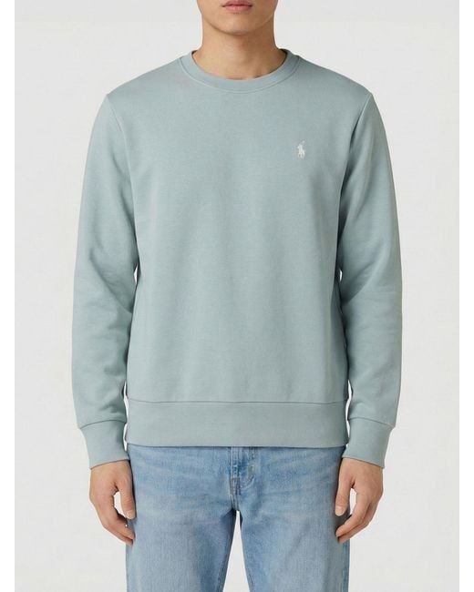 Polo Ralph Lauren Blue Cotton Crewneck Sweatshirt With Pony Logo for men