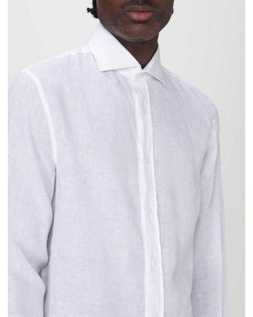 Brunello Cucinelli White Basic Linen Shirt for men