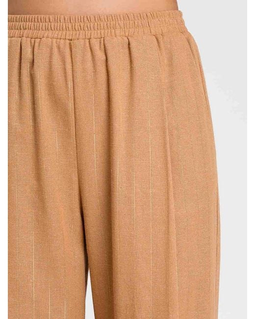 Twinset Natural Lurex Cotton Blend Palazzo Trousers