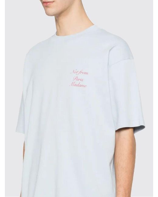 Drole de Monsieur White Cotton Casual T-Shirt With Slogan for men