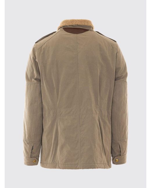 Brunello Cucinelli Natural Cotton And Nappa Sahariana Jacket With Thermore Padding for men