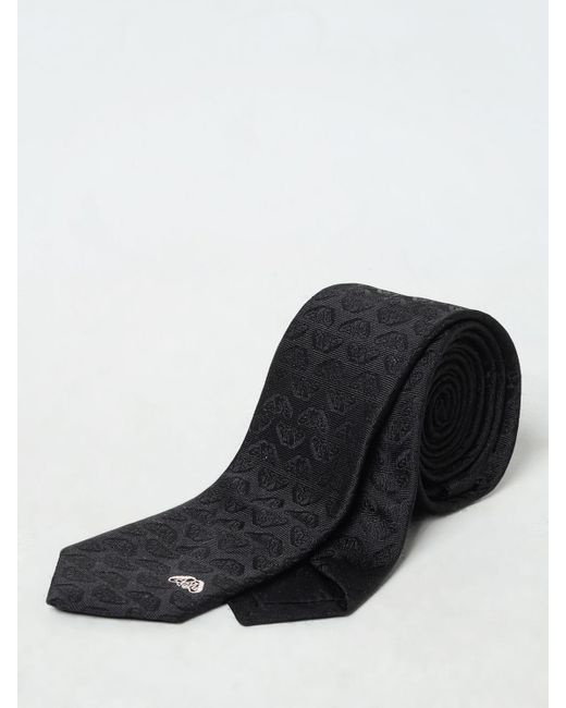 Cravatta Seal in seta jacquard di Alexander McQueen in Black da Uomo