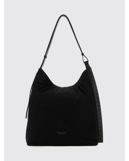 Bottega Veneta Black Nylon Tote Bag With Woven Straps And Embossed Logo for men