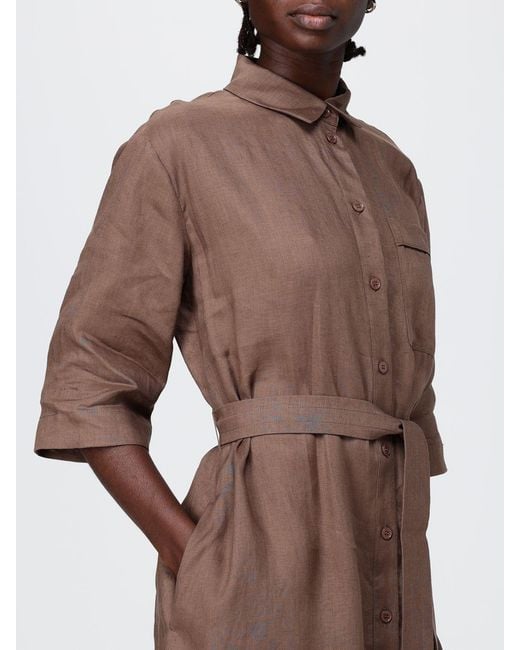 Max Mara Brown Linen Chemisier Dress