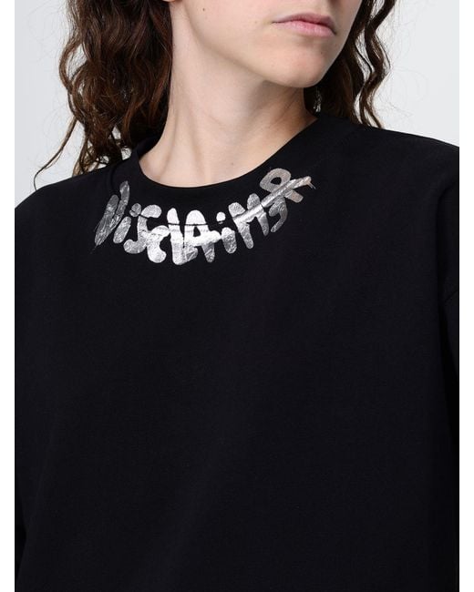 DISCLAIMER Blue Cropped Cotton Jumper With Printed Logo And Crew Neck