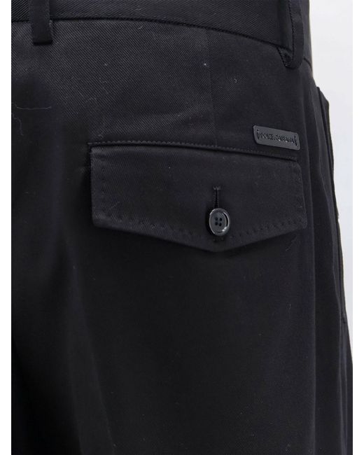Dolce & Gabbana Black Dolce &Amp Gabbana Cotton Gabardine Tailored Trousers for men
