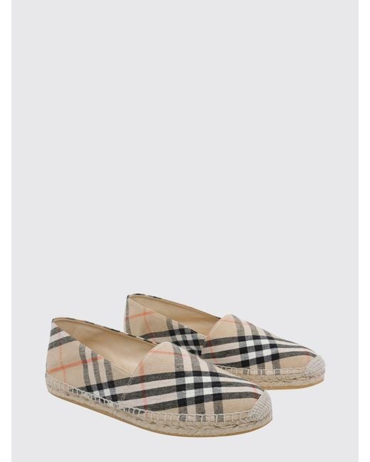 Burberry Natural Mews Linen Blend Espadrilles With Vintage Check Print for men