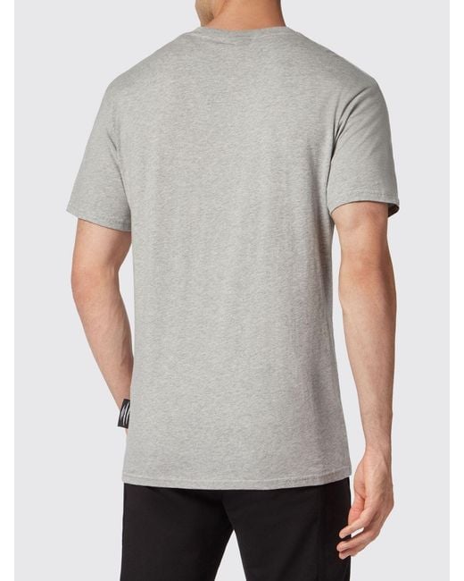 Philipp Plein Gray Short-Sleeved Cotton T-Shirt With Contrasting Logo for men