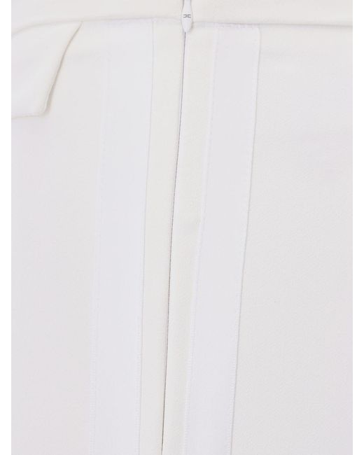 Elisabetta Franchi White Stretch Crêpe Slim Fit Trousers