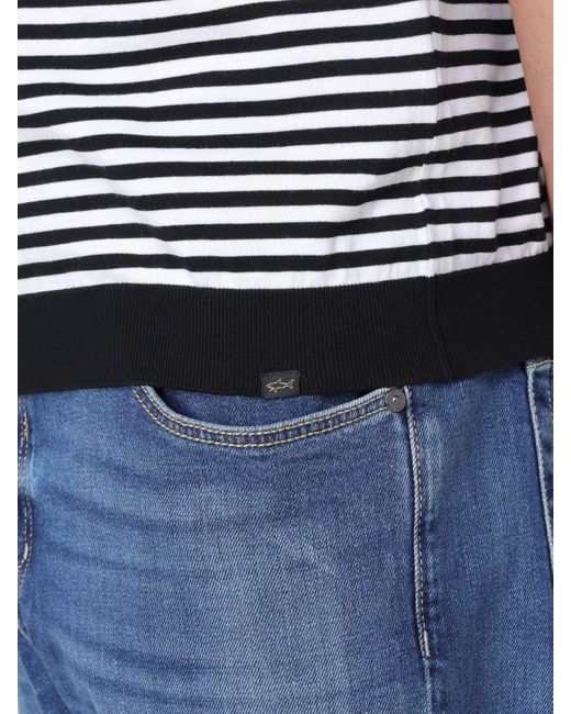 Paul & Shark Blue Striped Cotton T-Shirt for men