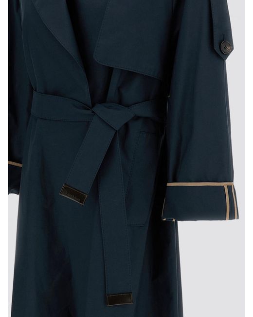 Max Mara Blue Cotton Trench Coat