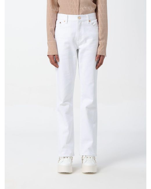 Valentino White High-rise Wide-leg Jeans