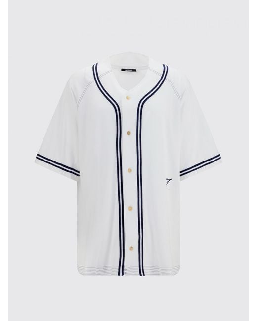 Jacquemus White Relaxed Fit Baseball-Style Cotton Shirt With Contrast Logo for men